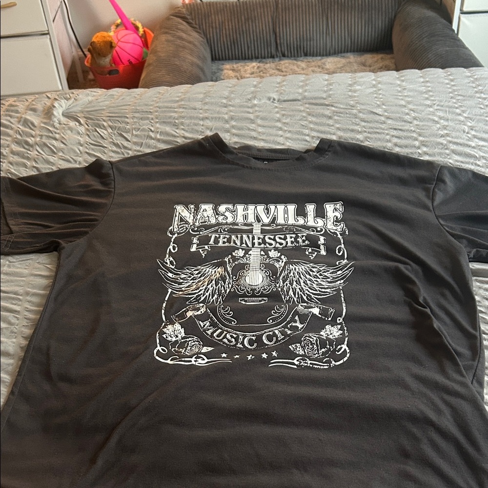 SHEIN Nashville Graphic Tee - Dark Gray